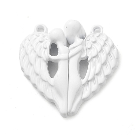 Spray Painted Alloy Magnetic Clasps, Heart Wing