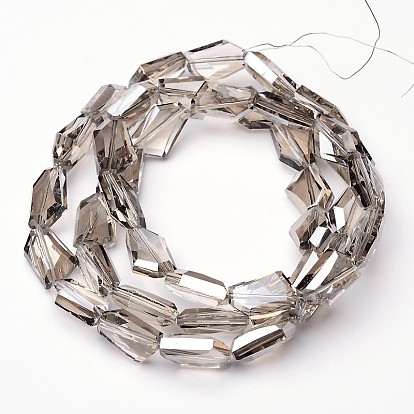 Nacrés rangées de perles de verre plaqué, polygone facettes, 18x13x7mm, Trou: 1mm, Environ 40 pcs/chapelet, 27.5 pouce