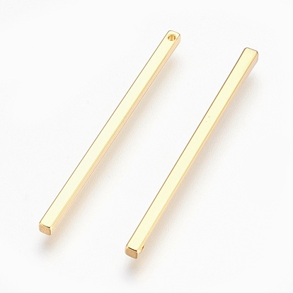 Brass Pendants, Lead Free & Cadmium Free & Nickel Free, Long-Lasting Plated, Rectangle