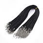 Waxed Cord Necklace Making, with Zinc Alloy Lobster Clasps, Platinum