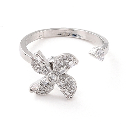Вращающееся открытое кольцо Windwill для женщин, латунные кубические циркониевые кольца-спиннеры, регулируемое кольцо манжеты для снятия стресса