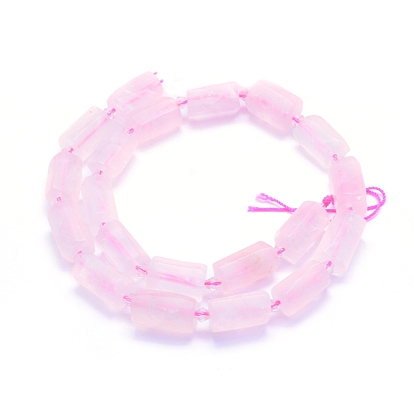 Hebras naturales de cuentas de perlas de cuarzo rosa, facetados, columna