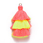 Cotton Tassel Big Pendant Decorations, with Light Gold Plated Iron Jump Rings