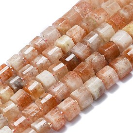 Natural Sunstone Beads Strands, with Seed Beads, Column