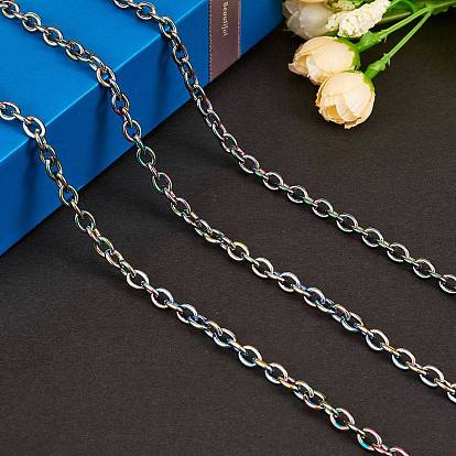 Kit de fabrication de bijoux de chaîne de bricolage, y compris le placage ionique de couleur arc-en-ciel (ip) 304 chaînes de câbles en acier inoxydable 5 m et 10 fermoirs en pièces et 20 anneaux en pièces, 1 bobine en plastique pc