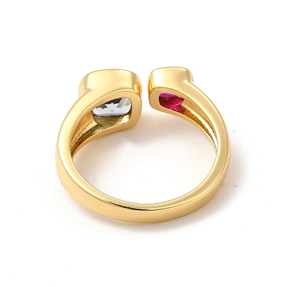 Квадратное открытое кольцо-манжета с кубическим цирконием, настоящие позолоченные украшения из латуни для женщин, без свинца и без кадмия
