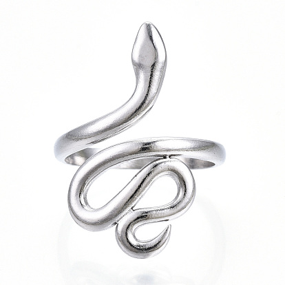304 Stainless Steel Snake Open Cuff Ring for Women