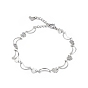 304 Stainless Steel Moon & Heart Link Chain Bracelet for Women