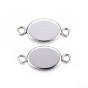 304 Stainless Steel Cabochon Connector Settings, Plain Edge Bezel Cups, Oval