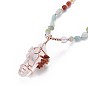Natural Gemstone Pendant Necklaces, with Natural Mixed Stone Beads, Natural Quartz Crystal and Brass Findings, Tree