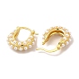 Rack Plating Brass Teardrop Hoop Earrings with Plastic Imitation Pearl Beaded for Women, Lead Free & Cadmium Free