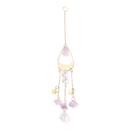 Hanging Crystal Aurora Wind Chimes, with Prismatic Pendant, Teardrop-shaped Iron Link and Natural Amethyst, for Home Window Lighting Decoration