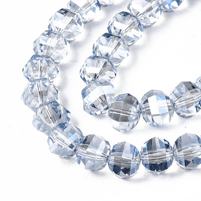 Plaquent verre transparent perles brins, ronde