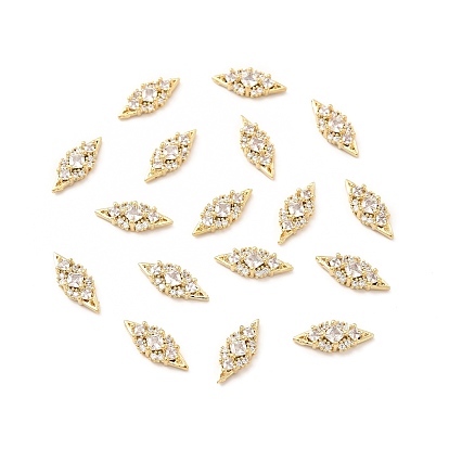 Brass Micro Pave Cubic Zirconia Cabochons, with Glass, Nail Art Decorations