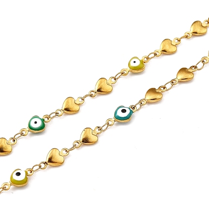 Colliers de perles de chapelet unisexe 304 en acier inoxydable, avec émail coeur, croix, ovale avec la Vierge Marie