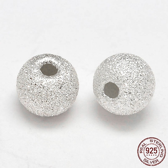 Perles rondes 925 en argent sterling texturées