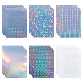 CRASPIRE 24Sheets 6 Styles Colorful Waterproof Laser PET Film Adhesive Printing Paper for Inkjet Printers, Rectangle