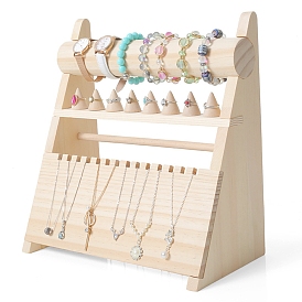 Wooden Jewelry Display Stands, Jewelry Organizer Holder for Necklaces, Finger Rings, Bracelets and Watch Display