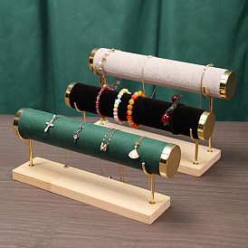 Бархатная подставка для браслета Т-образной формы, органайзер для деревянных украшений для браслетов