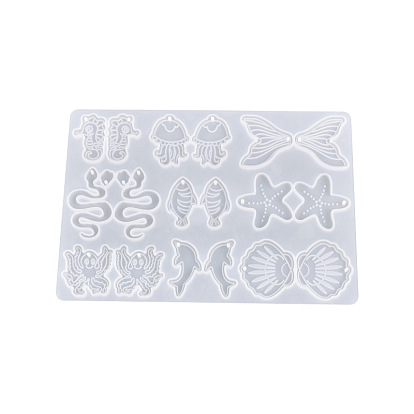 DIY Sea Animals Pendant Silicone Molds, Resin Casting Molds, For UV Resin, Epoxy Resin Jewelry Making