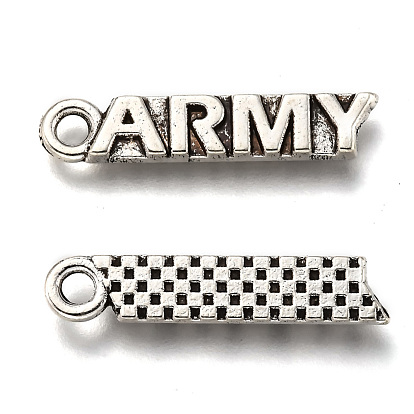 Tibetan Style Alloy Pendants, with Word Army, Cadmium Free & Lead Free, 22x4.5x2mm, Hole: 2mm, about 1075pcs/1000g