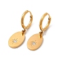 Boucles d'oreilles créoles ovales en strass cristal avec étoile, 304 bijoux en acier inoxydable pour femmes