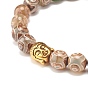 Natural DZi Agate Stretch Bracelet with Buddha Head, Gemstone Mala Beads Protection Bracelet for Women