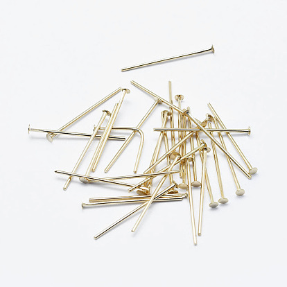 Brass Flat Head Pins, Long-Lasting Plated, Real 18K Gold Plated, Nickel Free