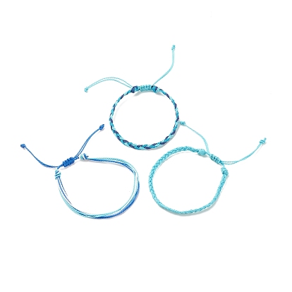 3 piezas 3 conjuntos de pulseras trenzadas de poliéster encerado, pulseras de cordón de varias cuerdas para mujer