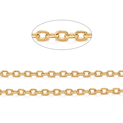 Revestimiento iónico (ip) 304 cadenas portacables de acero inoxidable, con carrete, Plano Oval, para la fabricación de la joyería