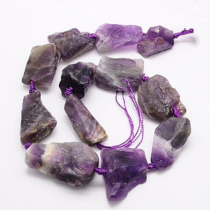 Natural Amethyst Beads Strands, Nuggets, 18~35x15~26x9~21mm, Hole: 1mm