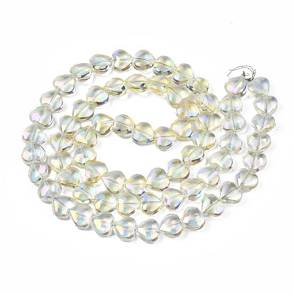 Perles en verre electroplate, couleur ab , cœur