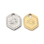 Ion Plating(IP) 316L Surgical Stainless Steel Charms, Hexagon with Sun Charm, Textured