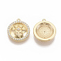 Brass Micro Pave Cubic Zirconia Pendants, Nickel Free, Real 18K Gold Plated, Flat Round and Star
