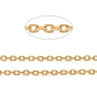 Placage ionique (ip) 304 chaînes porte-câbles en acier inoxydable, avec bobine, Ovale Plat, pour la fabrication de bijoux