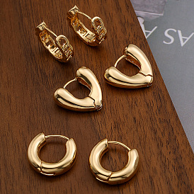 Boucles d'oreilles minimalistes géométriques en cuivre plaqué or pour femme