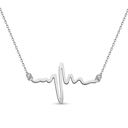 Shegrace 925 collares con colgante de plata esterlina, con cadenas de cable, latido del corazón