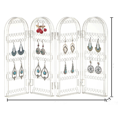 4 Foldable Screen Acrylic Earring Display Stands, Jewelry Organizer Display Rack for Earrings Storage