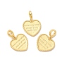 Rack Plating Brass Heart European Dangle Charms, Large Hole Pendant, Cadmium Free & Lead Free
