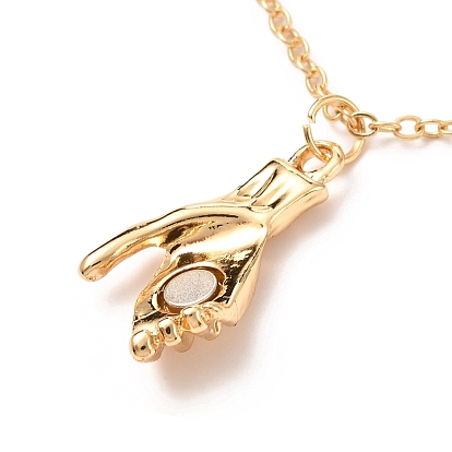 Rack Plating Alloy Hand Pendant Necklaces Sets, Magnetic Couples Necklaces, with Brass Cable Chain