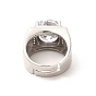 Регулируемое кольцо из прозрачного кубического циркония, широкое кольцо полоса, стеллаж для латунных украшений для женщин, долговечный, без кадмия и без свинца