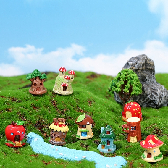 Mini casa de setas en miniatura de resina, decoraciones de micro paisajes para el hogar, Para accesorios de casa de muñecas de jardín de hadas, decoraciones de utilería