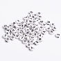 Perles de lettre de trou horizontal acrylique, opaque, plat rond, 7mm
