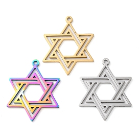 304 Stainless Steel Pendants, Star of David Charms