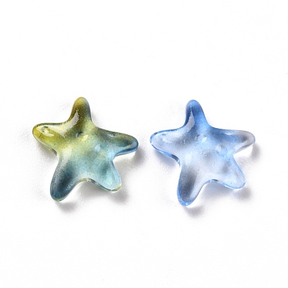 Electroplate Transparent Glass Charms, Starfish