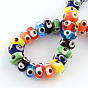 Rondelle Evil Eye Lampwork Bead Strands, 9~11x5~6mm, Hole: 2mm, about 50pcs/strand, 11 inch