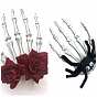 Manos de esqueleto de Halloween con pinzas de pelo de cocodrilo de plástico de araña/rosa, para la decoración de la mascarada de la barra