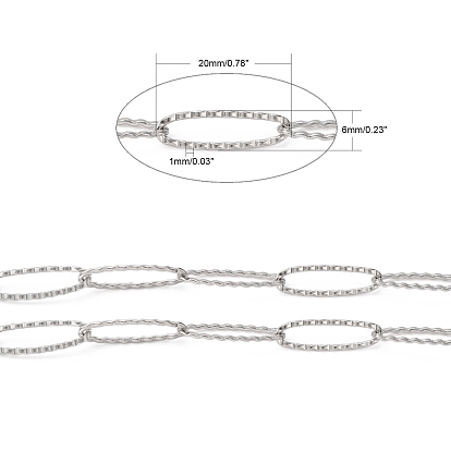 304 Stainless Steel Cable Chains, Textrued, Soldered, Decorative Chain, Oval Ring, 6mm
