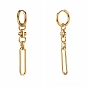 304 Stainless Steel Huggie Hoop Earrings, with Brass Handmade Link Chains