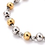 304 Stainless Steel Charm Bracelets, with Round Beads, Cross & Oval with Saint